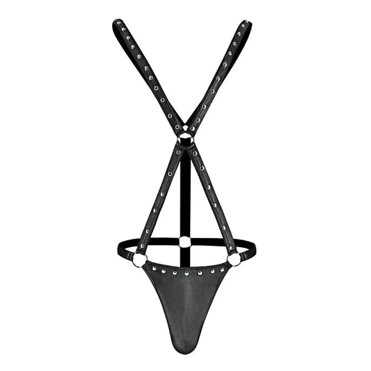 Male Power Fetish Warrior Criss-Cross Body Harness Black S/M  Men - Underwear