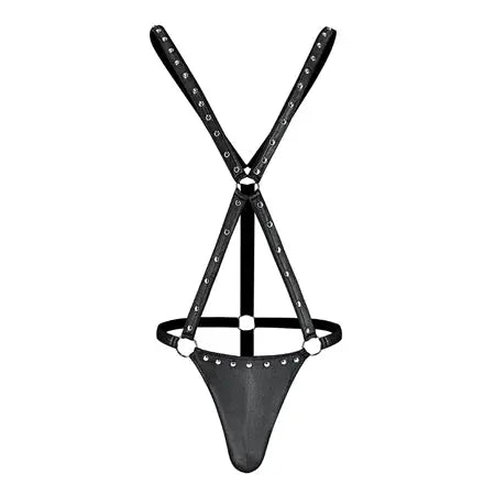Male Power Fetish Warrior Criss-Cross Body Harness Black S/M  Men - Underwear