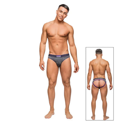 Male Power Heather Haze Cutout Thong Grey LX  Men - Underwear