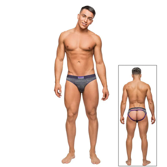 Male Power Heather Haze Cutout Thong Grey LX  Men - Underwear