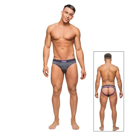 Male Power Heather Haze Cutout Thong Grey LX  Men - Underwear