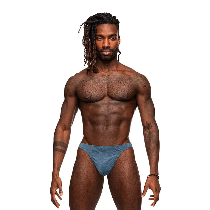 Male Power Inter-Mingle Bong V Thong Blue S/M  Men - Underwear