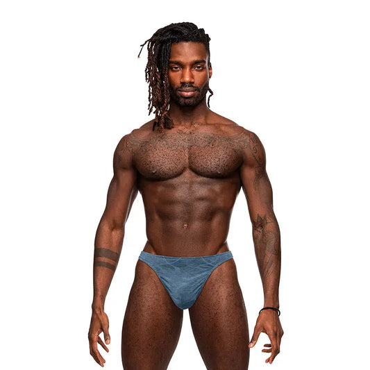 Male Power Inter-Mingle Bong V Thong Blue S/M  Men - Underwear