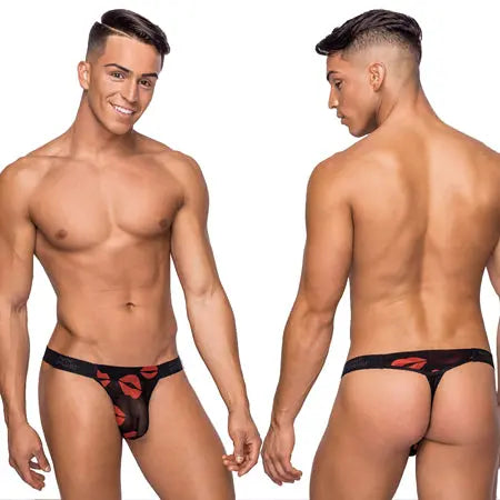 Male Power Kiss Me Micro Thong V Sheer Lips S/M  Men - Underwear