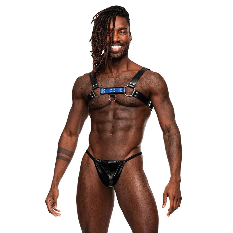 Male Power Leather Men's Aries Black/Blue O/S  Men - Underwear