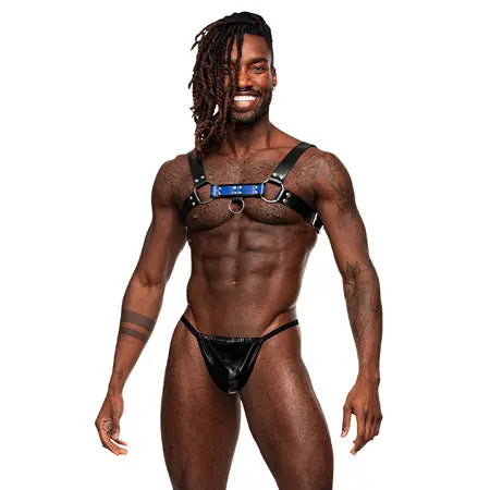 Male Power Leather Men's Aries Black/Blue O/S  Men - Underwear