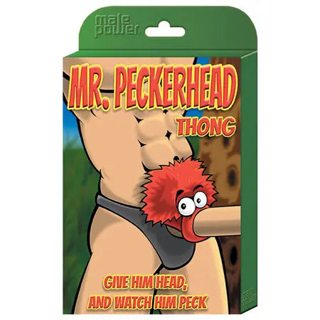 Male Power Novelty Mr. PeckerHead Thong Black O/S  Men - Underwear