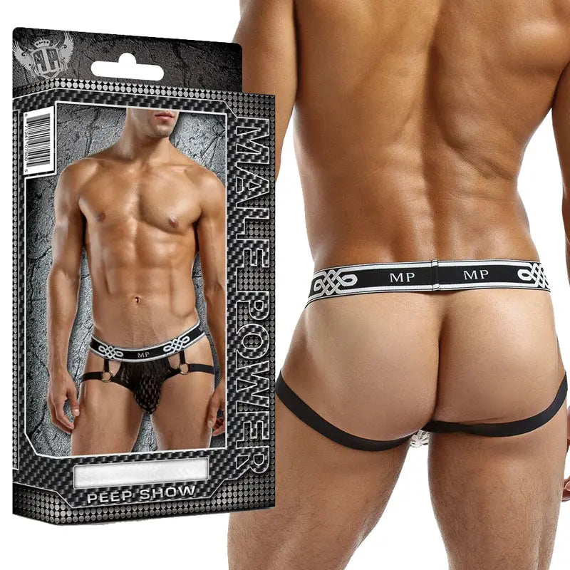 Male Power Peep Show Jock Ring Small/Medium (Black)  Men - Underwear