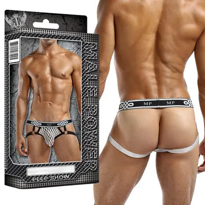 Male Power Peep Show Jock Ring Small/Medium (White)  Men - Underwear