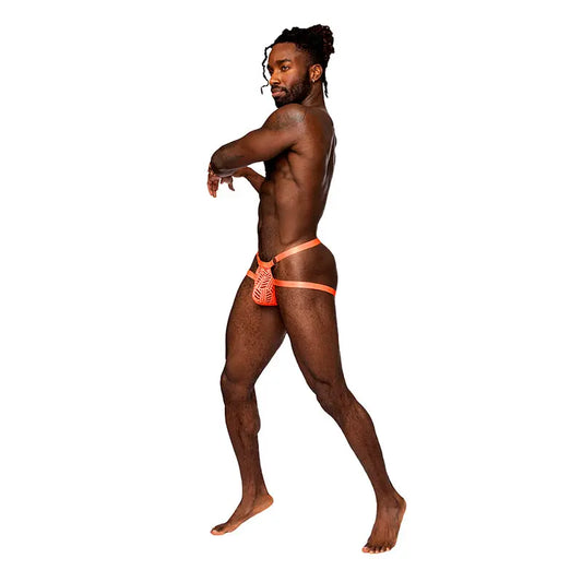 Male Power Rude Awakening Ring Jock Neon Orange L/XL  Men - Underwear