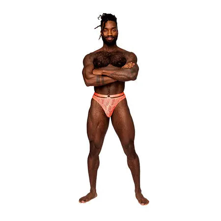 Male Power Rude Awakening Strap Thong Neon Orange S/M  Men - Underwear