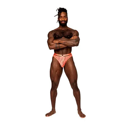 Male Power Rude Awakening Strap Thong Neon Orange S/M  Men - Underwear