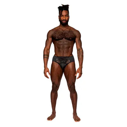 Male Power Sassy Lace Bikini Solid Pouch Black XL  Men - Underwear