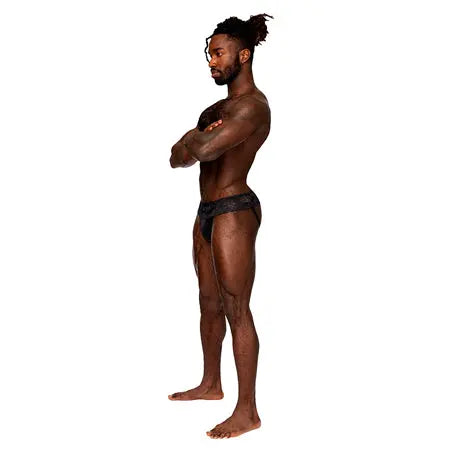 Male Power Sassy Lace Skirt Jock Black L/XL  Men - Underwear