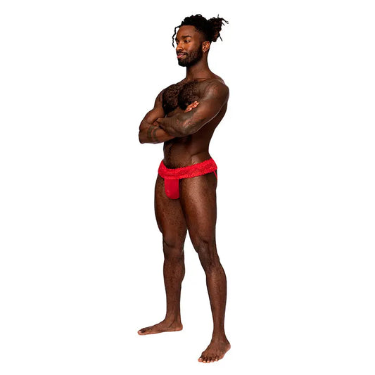 Male Power Sassy Lace Skirt Jock Red L/XL  Men - Underwear