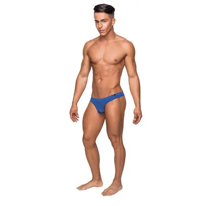Male Power Seamless Sleek Thong Blue Sheer Pouch SM  Men - Underwear