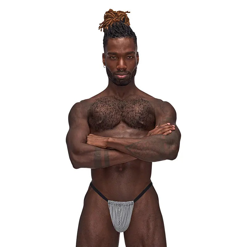 Male Power Sexagon Posing Strap Gray O/S  Men - Underwear