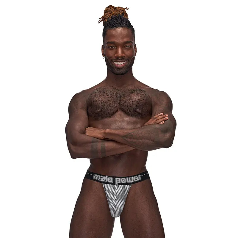 Male Power Sexagon Strappy Ring Jock Gray L/XL  Men - Underwear