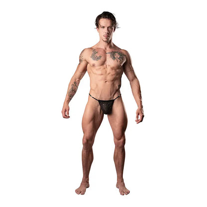Male Power Show Stopper Posing Strap Silver Mesh Dot O/S  Men - Underwear