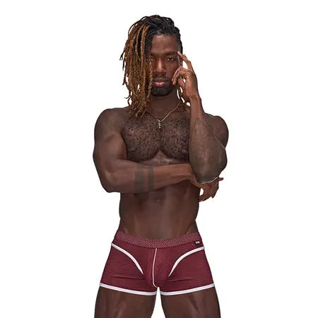 Male Power Sport Mesh Sport Mini Short Burgundy M  Men - Underwear