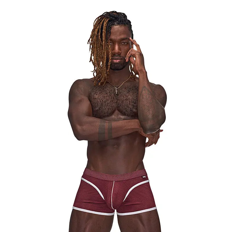 Male Power Sport Mesh Sport Mini Short Burgundy S  Men - Underwear