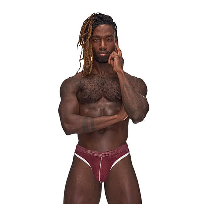 Male Power Sport Mesh Sport Thong Burgundy S/M  Men - Underwear