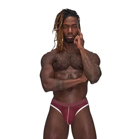 Male Power Sport Mesh Sport Thong Burgundy S/M  Men - Underwear
