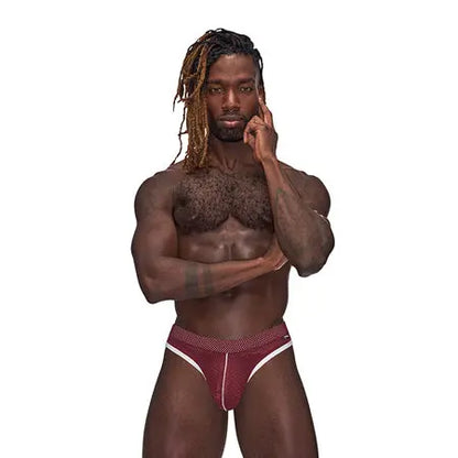 Male Power Sport Mesh Sport Thong Burgundy S/M  Men - Underwear