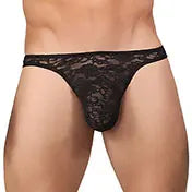 Male Power Stretch Lace Bong Thong Black L/XL  Men - Underwear