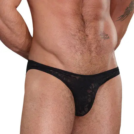 Male Power Stretch Lace Wonder Bikini Black Med  Men - Underwear