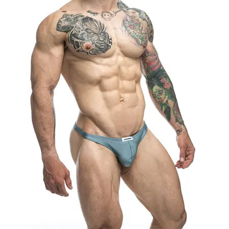 MaleBasics JUSTIN + SIMON Classic Tanga Metal Green 2XL  Men - Underwear