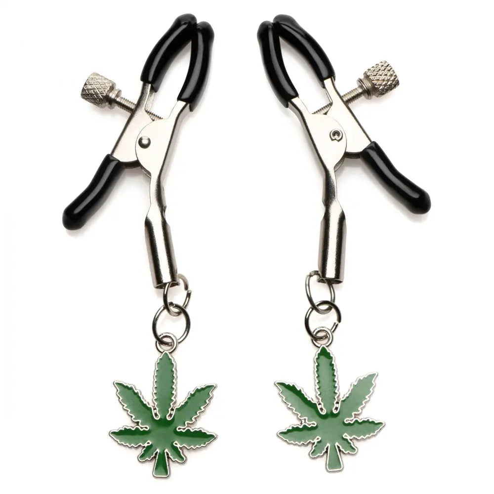 Mary Jane Nipple Clamps - Pot Leaf Nipple Clips  Nipple and Clit Toys