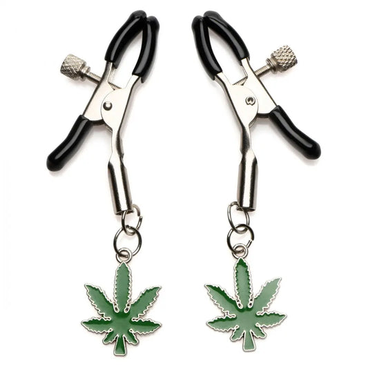 Mary Jane Nipple Clamps - Pot Leaf Nipple Clips  Nipple and Clit Toys