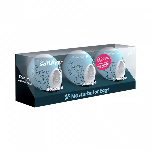Masturbator Egg 3er Set (Savage) Light Blue  For Him