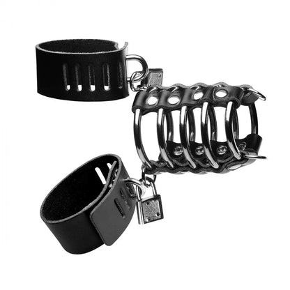 Maximum Submission Gates of Hell Locking Leather and Steel Cage  Chastity