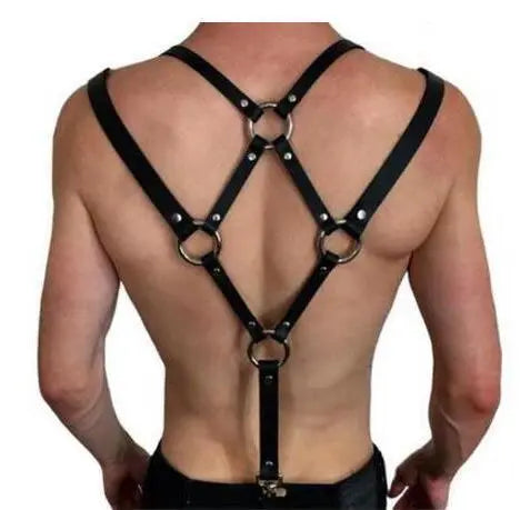 Men's Leather Bondage Harness Outfit  Bondage Harness
