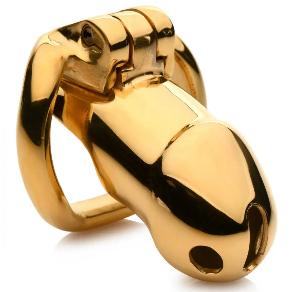 Midas 18K Gold-Plated Locking Chastity Cage Gold Cock Cage BDSM  Chastity