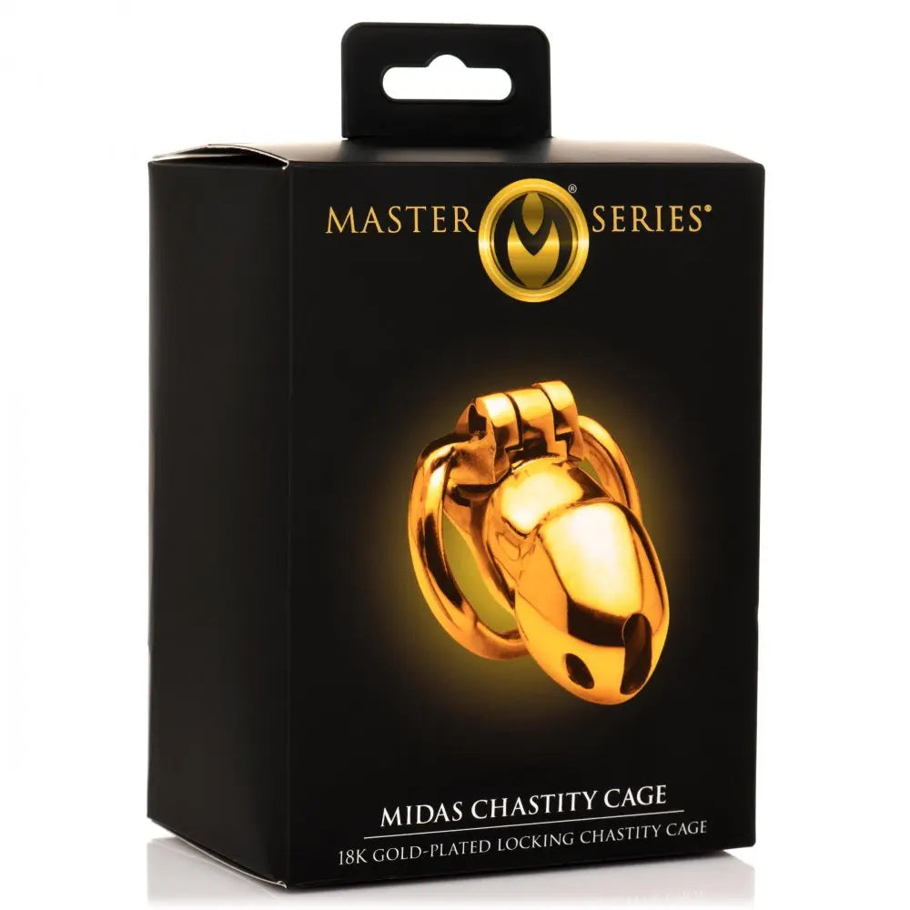 Midas 18K Gold-Plated Locking Chastity Cage Gold Cock Cage BDSM  Chastity