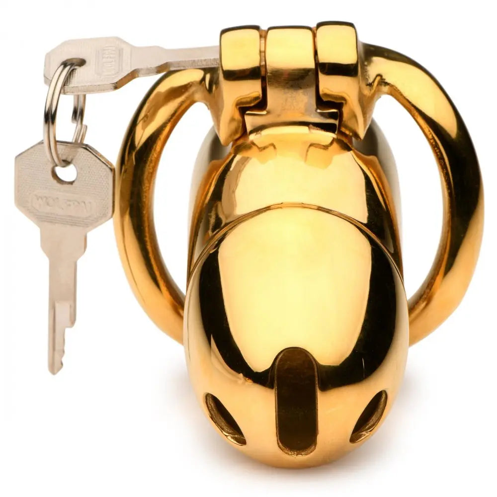 Midas 18K Gold-Plated Locking Chastity Cage Gold Cock Cage BDSM  Chastity