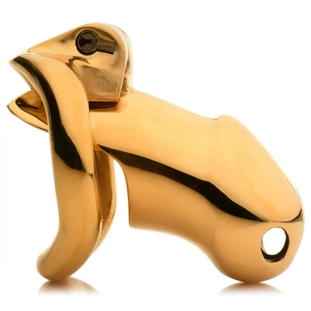 Midas 18K Gold-Plated Locking Chastity Cage Gold Cock Cage BDSM  Chastity