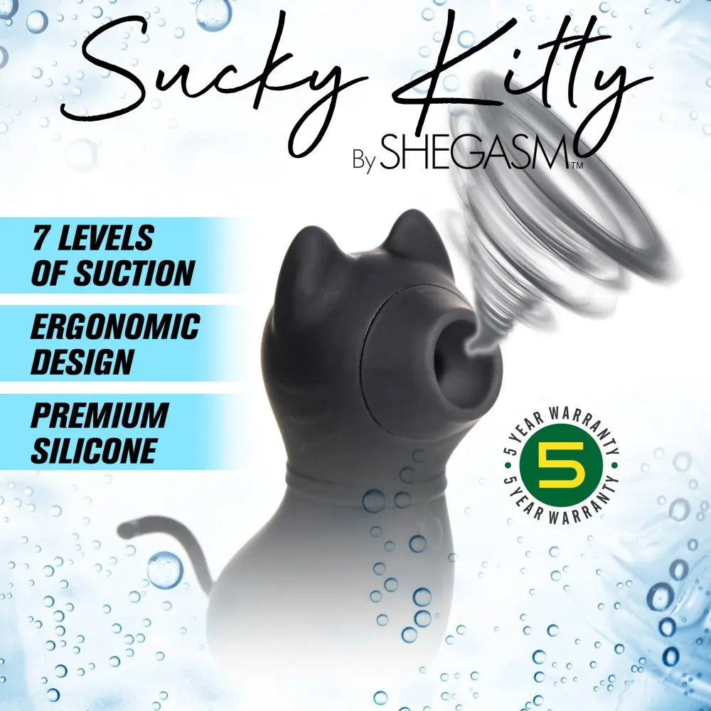 Mini Suction Vibrator Sucky Kitty Silicone Clitoral Stimulator - Black  Suction Vibrators