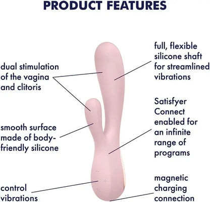 Mono Flex Satisfyer Rabbit Sex Toy - Pink Bluetooth Rabbit Vibrator  Rabbit Vibrators