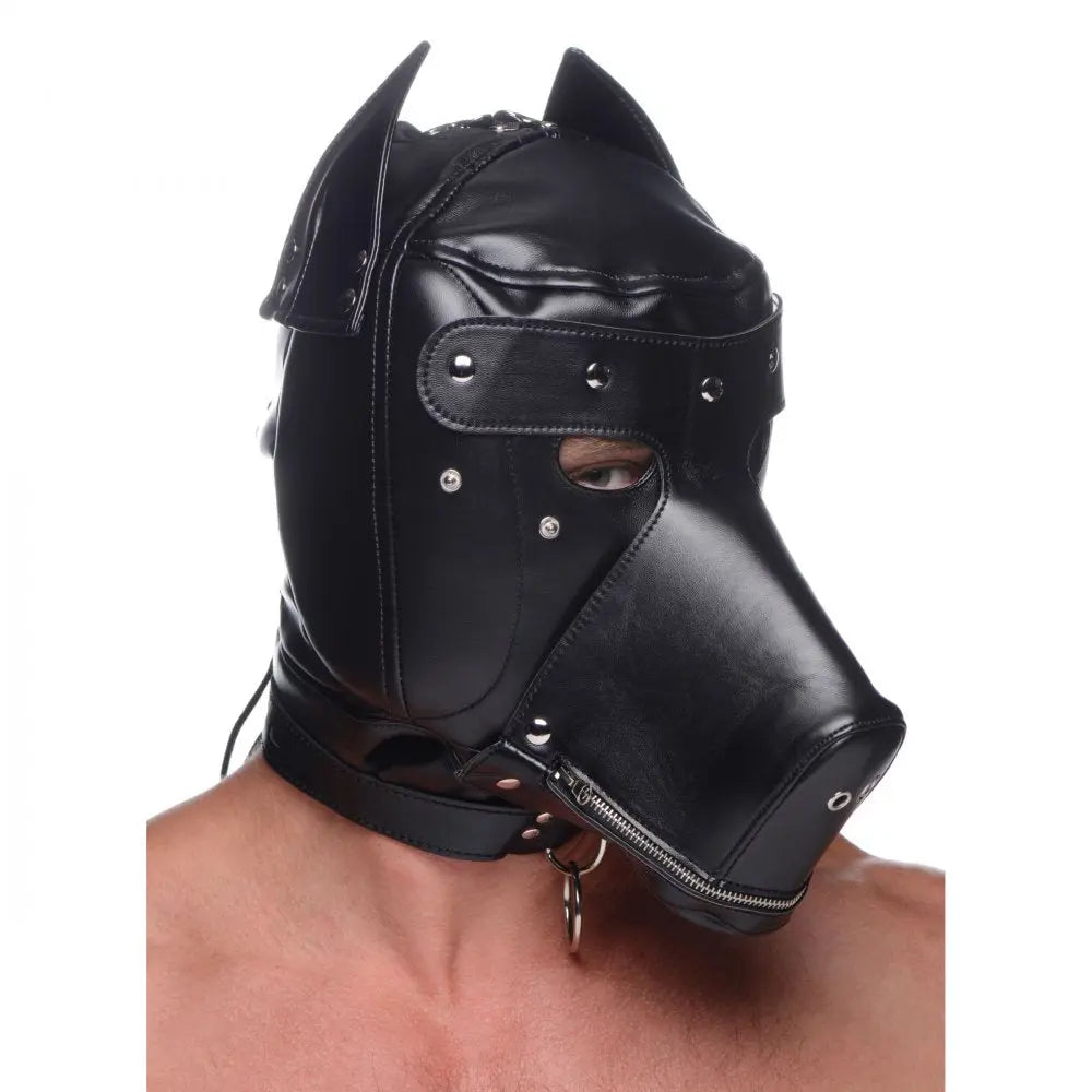 Muzzled Universal BDSM Hood with Removable Muzzle  Animal Play