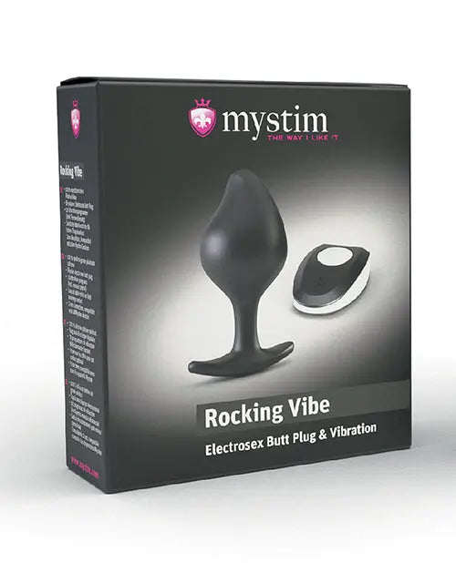 Mystim Rocking Vibe Silicone E-Stim Butt Plug Small - Black  Electro