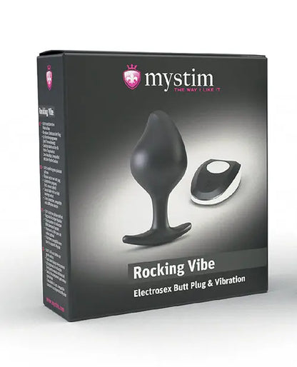 Mystim Rocking Vibe Silicone E-Stim Butt Plug Small - Black  Electro