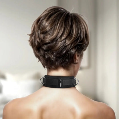 Neoprene Bondage Collar with D-Rings BDSM Collar  Collars and Leads