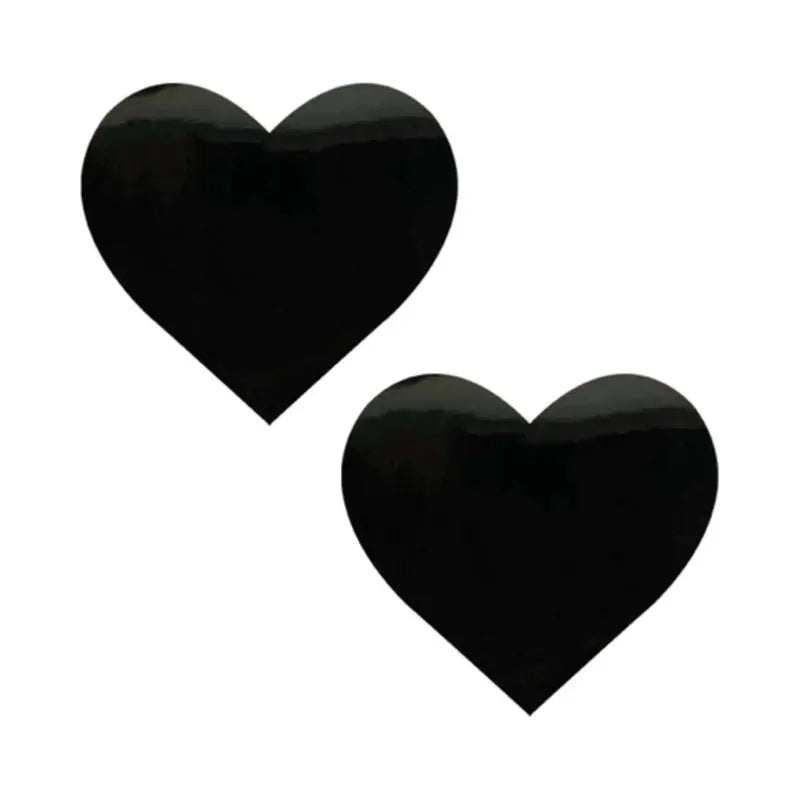 Neva Nude Pasty Black Wet Vinyl Dom Squad Heart  Lingerie - Pasties and Tassels
