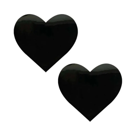 Neva Nude Pasty Black Wet Vinyl Dom Squad Heart  Lingerie - Pasties and Tassels