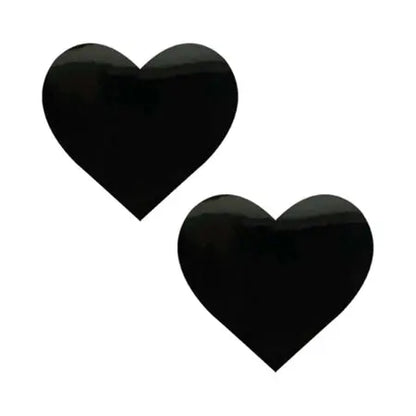 Neva Nude Pasty Black Wet Vinyl Dom Squad Heart  Lingerie - Pasties and Tassels