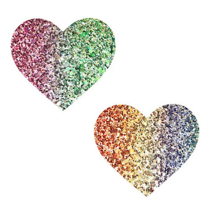 Neva Nude Pasty Heart Glitter Multicolor  Lingerie - Pasties and Tassels